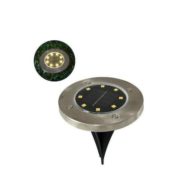 Στεγανό Καρφωτό Ηλιακό Φωτιστικό IP65 με Αισθητήρα Φωτός και Θερμό Λευκό Φως σε Ασημί Χρώμα 71503