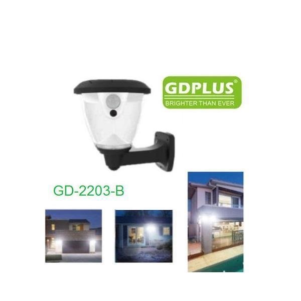 Ηλιακό Φωτιστικό Επιτοίχιας Τοποθέτησης με Ανιχνευτή Κίνησης σε Μαύρο Χρώμα GD-2203-B