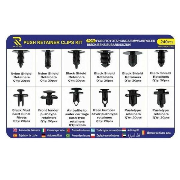 Κουμπώματα - Κλίπς Ταπετσαρίας 240τμχ για Ford-Toyota-Honda-Bmw-Chrysler-Buick-Benz-Subaru-Suzuki (12 σχέδια)