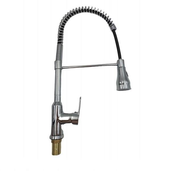 7036 Μπαταρία Κουζίνας Πάγκου με Σπιράλ Ασημί