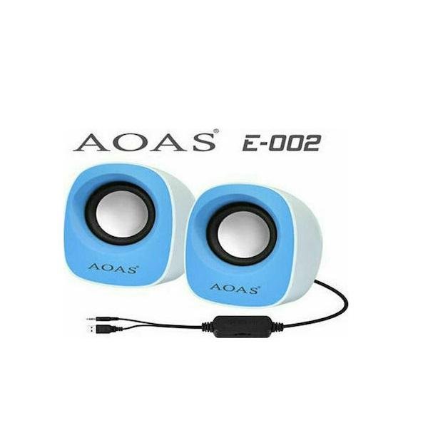 AOAS Ε-002 Ηχεία Υπολογιστή 2.0 με Ισχύ 3W σε Μπλε Χρώμα