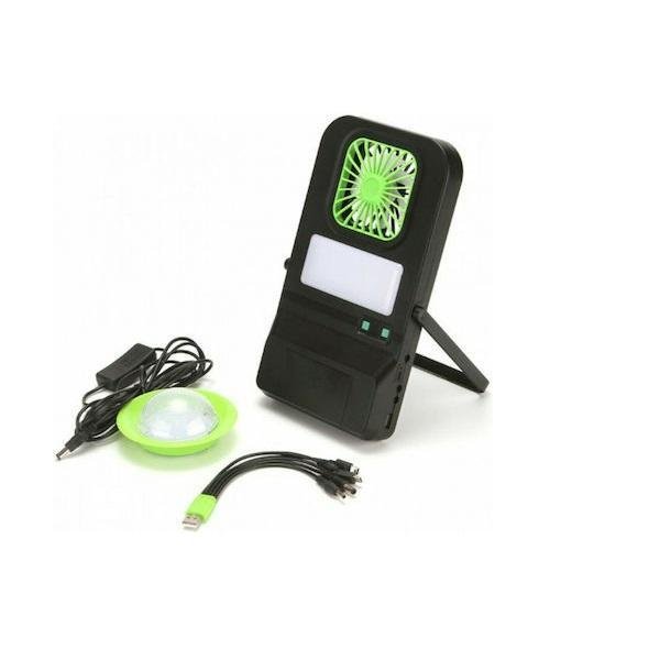 Mini Ηλιακό Σύστημα με Φωτισμό LED, Hλεκτρικό Aνεμιστήρα και Φόρτιση Συσκευών και Τηλεφώνου