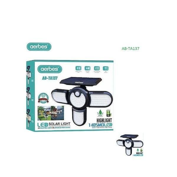 AB-TA137 Στεγανός Ηλιακός Προβολέας IP65 με Αισθητήρα Φωτός σε Μαύρο χρώμα 81009GHD90BK