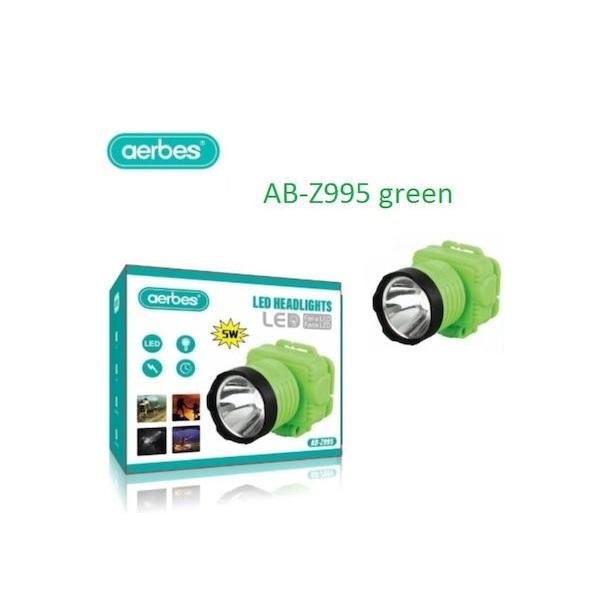 Επαναφορτιζόμενος Φακός Κεφαλής LED AB-Z995 Aerbes Πράσινος