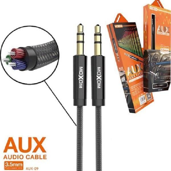 Moxom Καλώδιο 3.5mm male - 3.5mm male Μαύρο 1m (AUX-09)