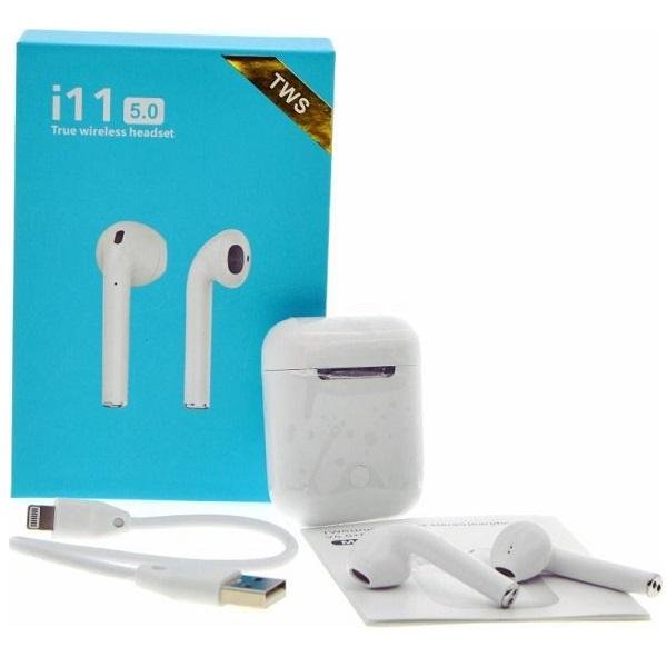 TWS i11s Earbud Bluetooth Handsfree Ακουστικά με Θήκη Φόρτισης Λευκά