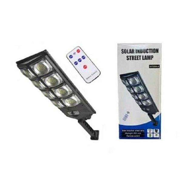 W789A-4 Ηλιακό Φωτιστικό Δρόμου με Ανιχνευτή Κίνησης και Τηλεχειριστήριο σε Μαύρο Χρώμα 257354