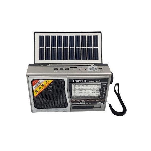 Φορητό Επιτραπέζιο Ραδιόφωνο Ηλιακό με Bluetooth Ασημί