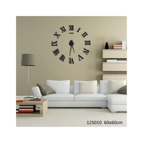 Ρολόι Τοίχου Αυτοκόλλητο Αθόρυβο Πλαστικό 60cm