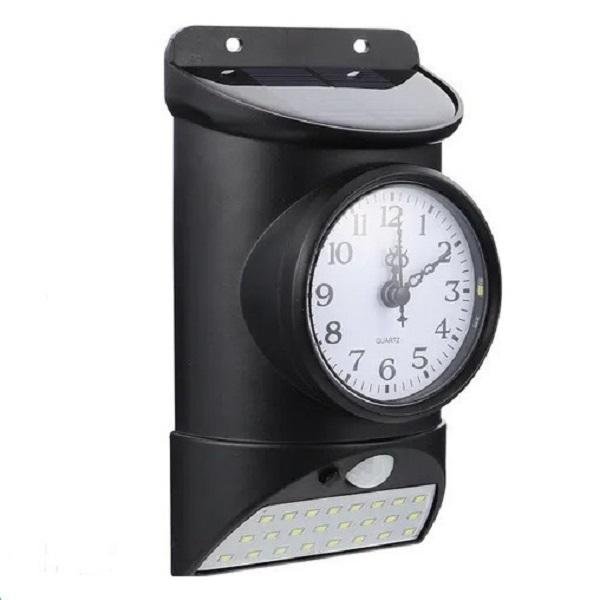 Solar Sensor Wall Light with Clock Infrared Outdoor Porch Solar Light 2pcs