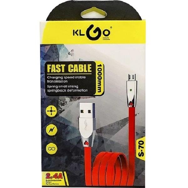 KLGO Flat USB 2.0 to micro USB Cable Κόκκινο 1m (S-70)