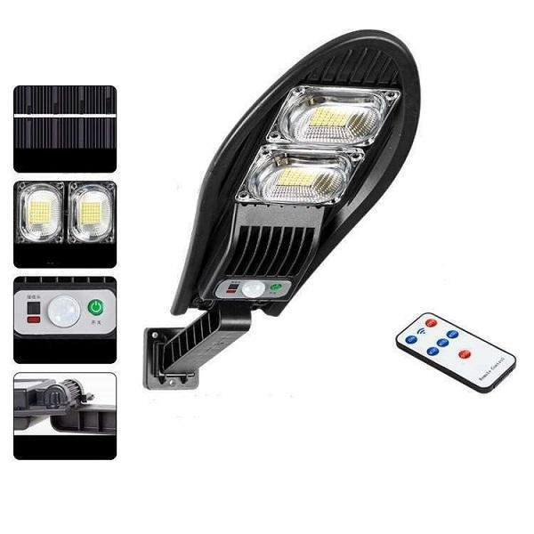 Στεγανό Ηλιακό Φωτιστικό Δρόμου IP65 με Ανιχνευτή Κίνησης, Αισθητήρα Φωτός και Τηλεχειριστήριο σε Μαύρο Χρώμα W777B