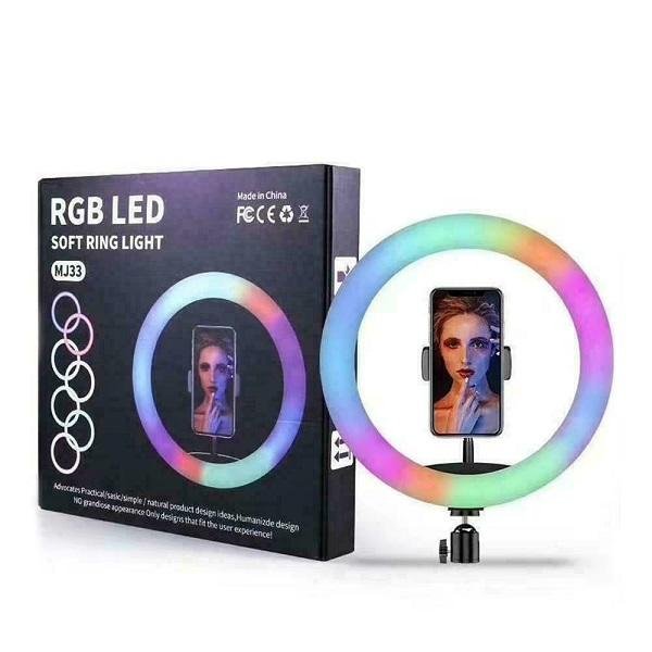 RGB Ring Light MJ30 30.48cm με Τρίποδο Δαπέδου και Βάση για Κινητό
