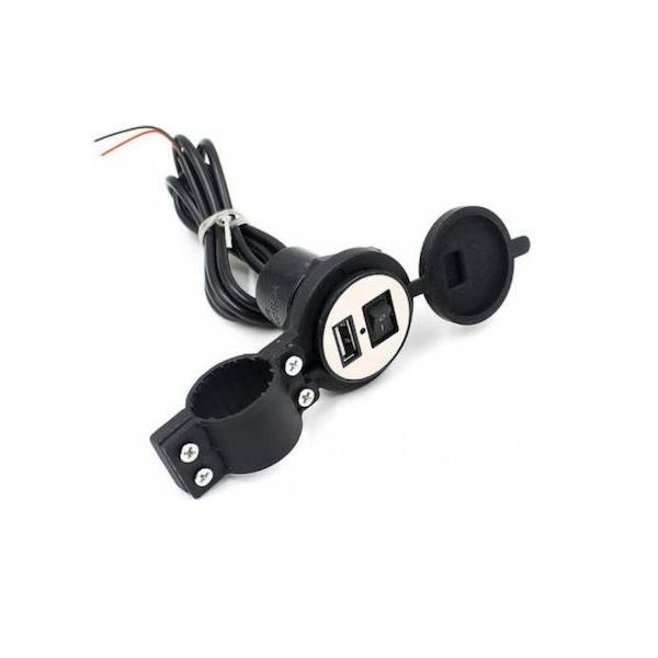 24 Αδιάβροχος Φορτιστής USB Mοτοσυκλέτας 5v-2.1A netpor cd-3001