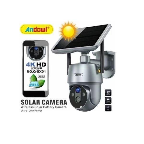 Andowl IP Κάμερα Παρακολούθησης Wi-Fi 1080p Αδιάβροχη Μπαταρίας με Αμφίδρομη Επικοινωνία Ασημί Q-SX01