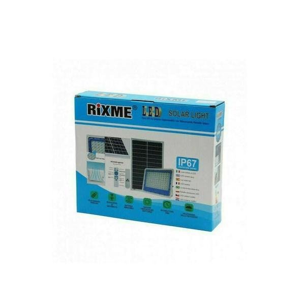 15 Στεγανός Ηλιακός Προβολέας IP67 Ισχύος 100W με Αισθητήρα Κίνησης και Τηλεχειριστήριο σε Μαύρο χρώμα RI-100W