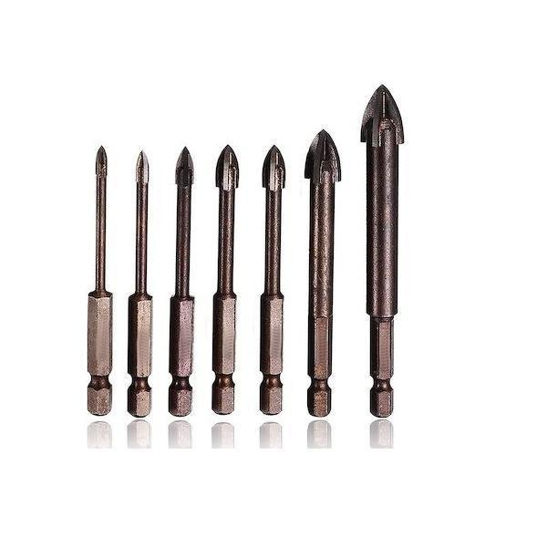 Σετ τρυπάνια γυαλιού , πλακιδίων τετράκοπα 7 τεμαχίων. 13020045