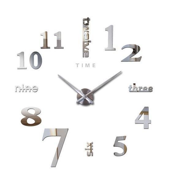 Ρολόι Τοίχου Αυτοκόλλητο 3D Creative Mirror DIY (Διάσταση Αριθμών 12cm) Καθρέφτης 120cm