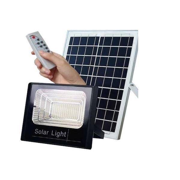 Στεγανός Ηλιακός Προβολέας IP66 Ισχύος 25W με Τηλεχειριστήριο και Αισθητήρα Φωτός σε Μαύρο χρώμα JD-8825