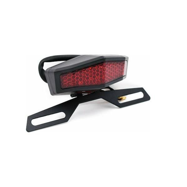 6-11.jpg Οπίσθιο Φανάρι Μοτοσυκλέτας LED 12V Στοπ Φλας με Βάση και Φωτισμό Πινακίδας - Μαύρο, Κόκκινο STR-02