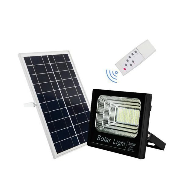 Ηλιακός Solar Προβολέας Αδιάβροχος 200W με Φωτοβολταϊκό Πάνελ, Τηλεκοντρόλ και Χρονοδιακόπτη JD-8200