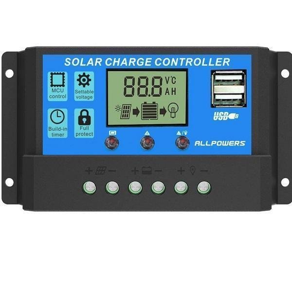 Ρυθμιστής Φόρτισης PWM OEM 20A 12/24V Με Οθόνη και Διπλή Θύρα USB