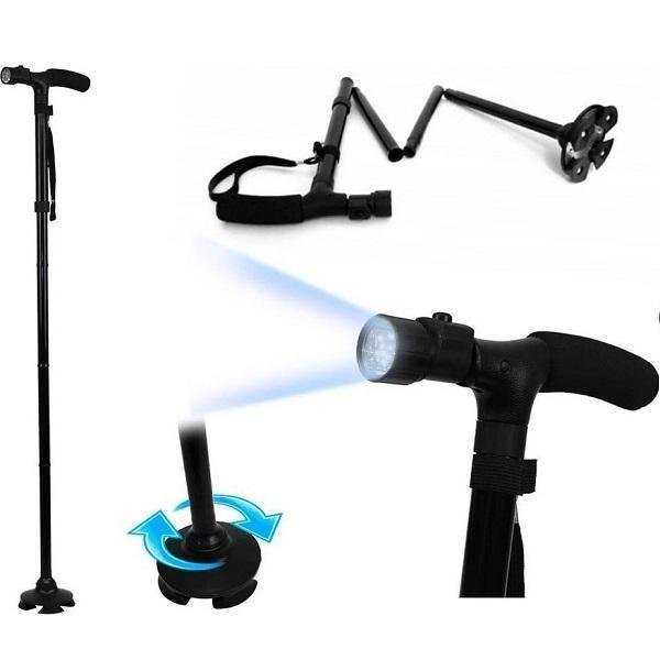 Trusty Cane Μπαστούνι με Φωτισμό 3 LED Μαύρο