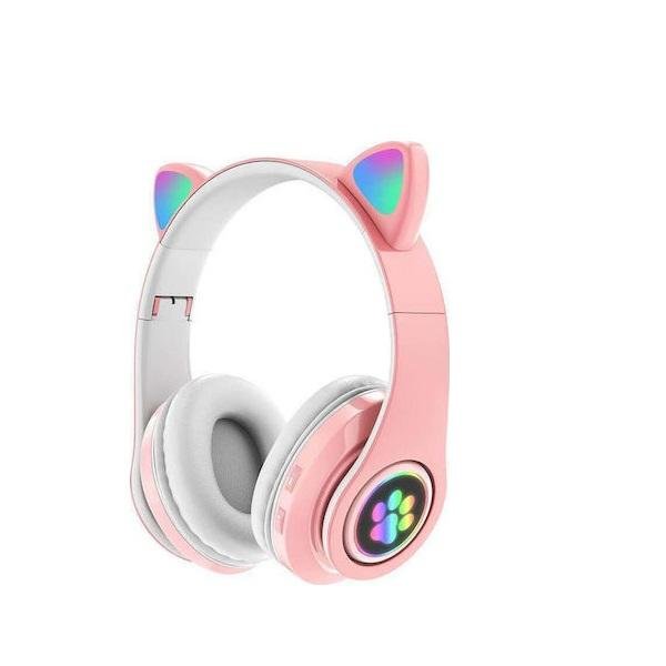 Cat P33M Ασύρματα/Ενσύρματα Over Ear Παιδικά Ακουστικά με 10 ώρες Λειτουργίας Ροζ