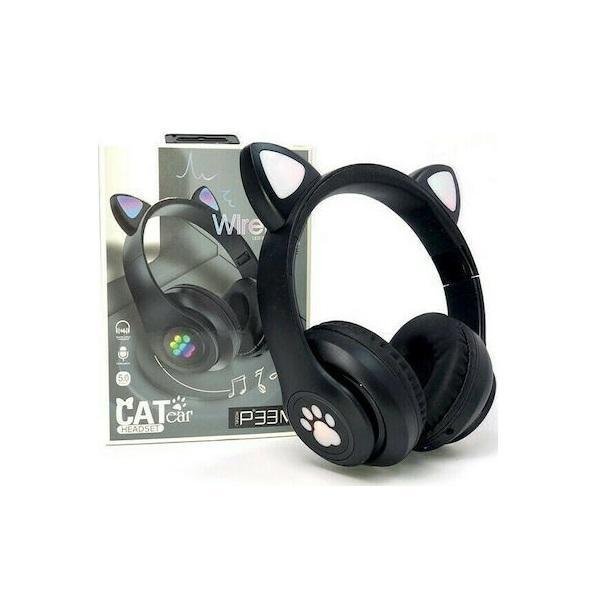 Cat P33M Ασύρματα/Ενσύρματα Over Ear Παιδικά Ακουστικά με 10 ώρες Λειτουργίας Μαύρα