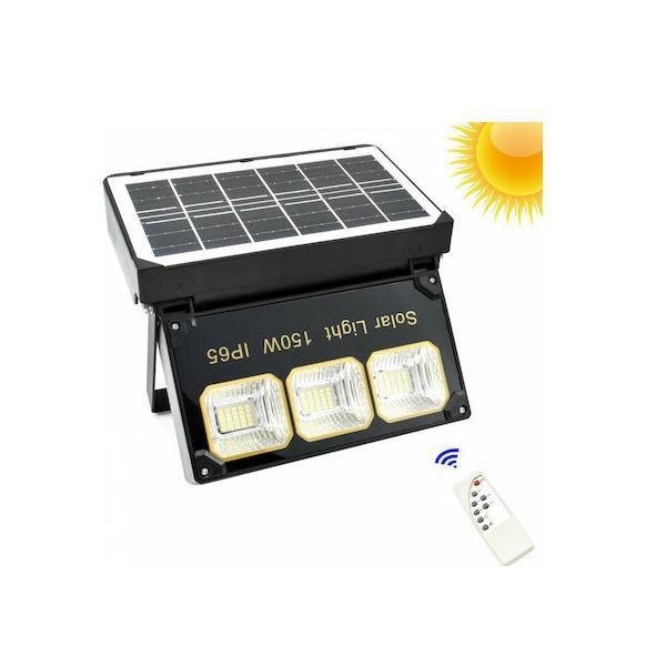 Στεγανός Ηλιακός Προβολέας IP65 Ισχύος 150W με Τηλεχειριστήριο και Ψυχρό Λευκό Φως σε Μαύρο χρώμα CC8005A