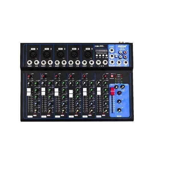 14-12.jpg Αναλογική Κονσόλα 7 Καναλιών με Phantom Power & 5 Εισόδους XLR & Bluetooth Andowl Q-7L