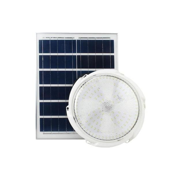 Ηλιακό Φωτιστικό Επιτοίχιας Τοποθέτησης IP54 με Αισθητήρα Φωτός και Τηλεχειριστήριο και Ψυχρό Λευκό Φως σε Λευκό Χρώμα FO-11-06