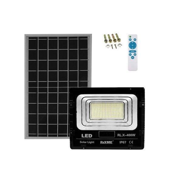 2-1.jpg Rixme Στεγανός Ηλιακός Προβολέας IP66 Ισχύος 400W με Τηλεχειριστήριο και Ψυχρό Λευκό Φως σε Μαύρο χρώμα RL.X-400W