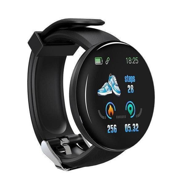 D18 Smartwatch με Παλμογράφο (Μαύρο)