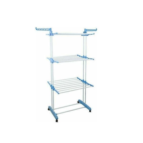 Πτυσσόμενη Απλώστρα Δαπέδου από Μέταλλο Μπλε 78x62cm 01371