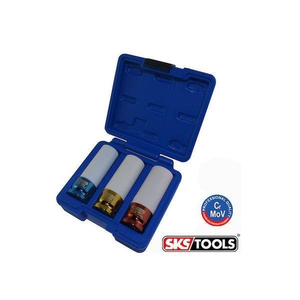 SKS Tools Καρυδάκια Αέρος Εξάγωνα Μακριά με Καρέ Υποδοχής 1/2" Σετ 3τμχ 36948857