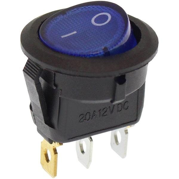 Διακόπτης On/Off 12V 20A 3 pins μπλε W1019 RCHANG