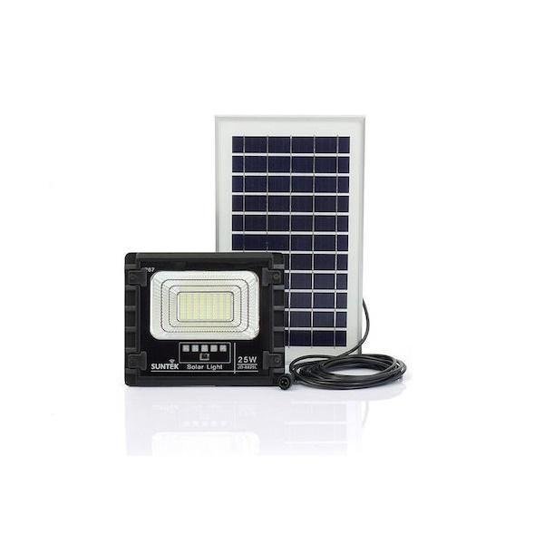 Στεγανός Ηλιακός Προβολέας LED 25W Ψυχρό Λευκό 6500K με Τηλεχειριστήριο IP67 JD-8825L