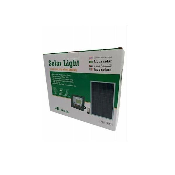 Rolinger Στεγανός Ηλιακός Προβολέας LED 100W Ψυχρό Λευκό 6500K με Τηλεχειριστήριο IP67 RL-JD-8800L