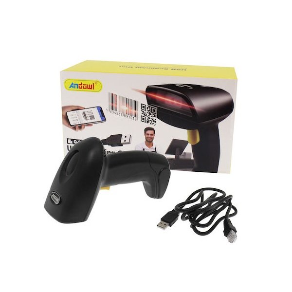 Andowl Scanner Χειρός Ενσύρματο με Δυνατότητα Ανάγνωσης 2D και QR Barcodes Q-SM3 Μαύρο