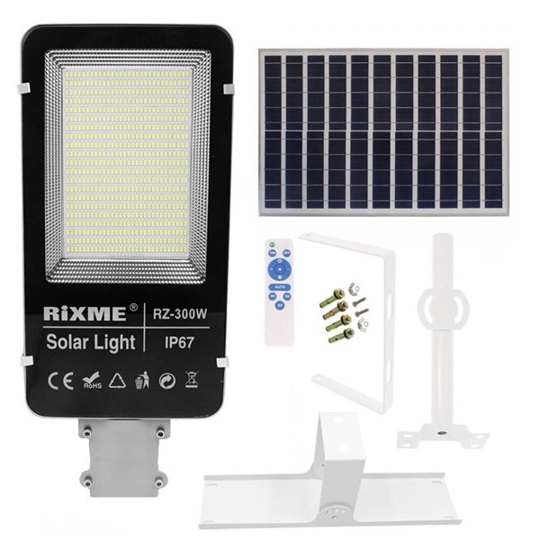 RiXME Ηλιακό Φωτιστικό Δρόμου 300W 50400lm με Αισθητήρα Κίνησης, Φωτοκύτταρο και Τηλεχειριστήριο  42799996