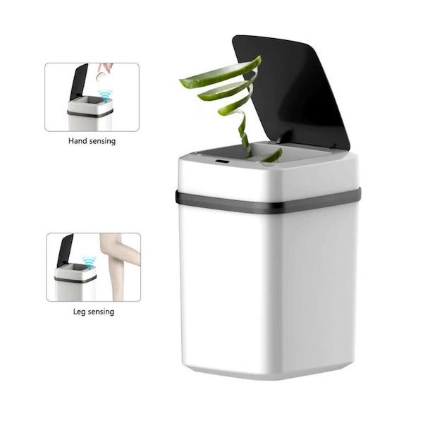 Κάδος Απορριμμάτων Πλαστικός με Φωτοκύτταρο 10lt JH-68 Λευκός