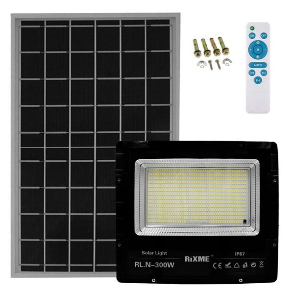 Rixme Στεγανός Ηλιακός Προβολέας LED 300W με Τηλεχειριστήριο IP66 41368745