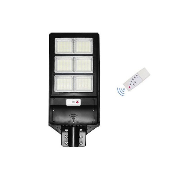 Ηλιακό φωτιστικό δρόμου με ανιχνευτή κίνησης, αισθητήρα φωτός και τηλεχειριστήριο RL.WZ-300W μαύρο