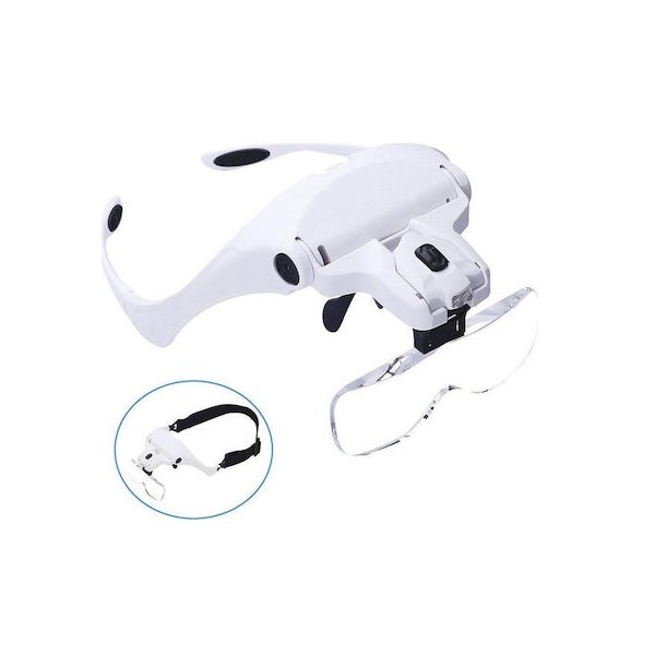 50 Γυαλιά Εργασίας Μεγεθυντικά με Διάφανους Φακούς και Led Φως 9892B2