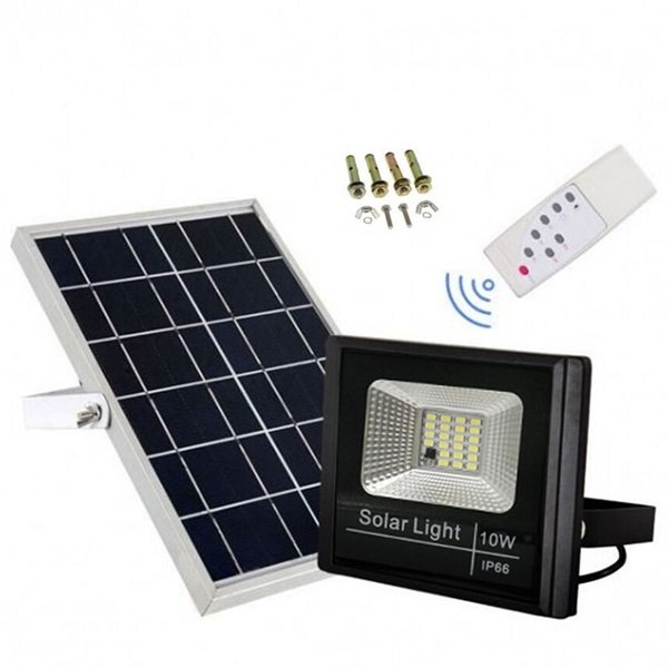Jortan Στεγανός Ηλιακός Προβολέας LED 10W Ψυχρό Λευκό με Τηλεχειριστήριο IP66  41367623