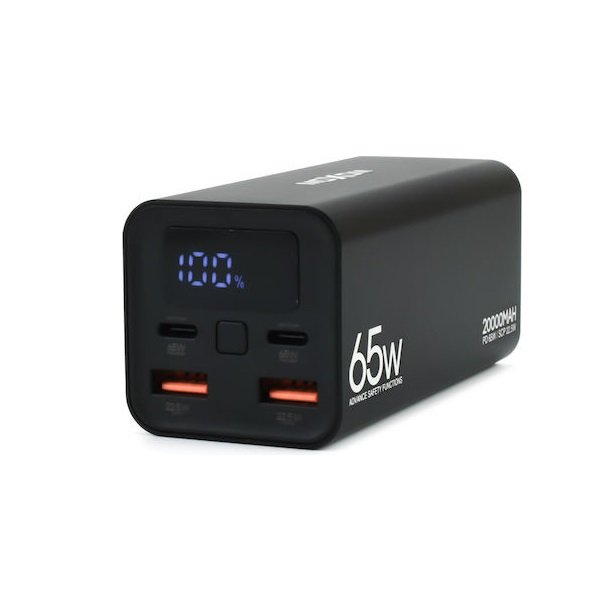 Moxom PB72 Power Bank 20000mAh 65W με 2 Θύρες USB-A και 2 Θύρες USB-C Power Delivery Μαύρο