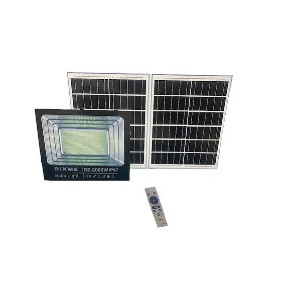 49 Led Αδιάβροχος Ηλιακός Προβολέας 2000W με 2 Πάνελ και Τηλεχειριστήριο Rixme JBP2000W