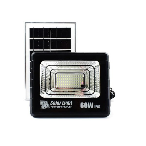 Ηλιακός Προβολέας LED 60W IP67 με Τηλεχειρισμό & Χρονοδιακόπτη GDSUPER GD-60H – Μαύρο