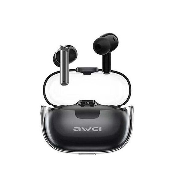 22 Awei T52 In-ear Bluetooth Handsfree Ακουστικά με Θήκη Φόρτισης Μαύρα